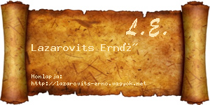 Lazarovits Ernő névjegykártya